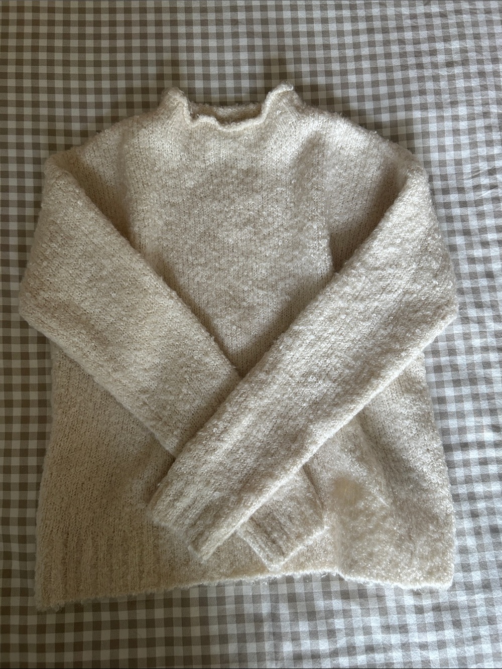 NWOT Cream Textured Mock Neck Sweater